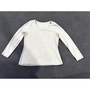 Primark Cares Shirt Womens Large Heather Gray Stretch V Neck Streetwear Casual